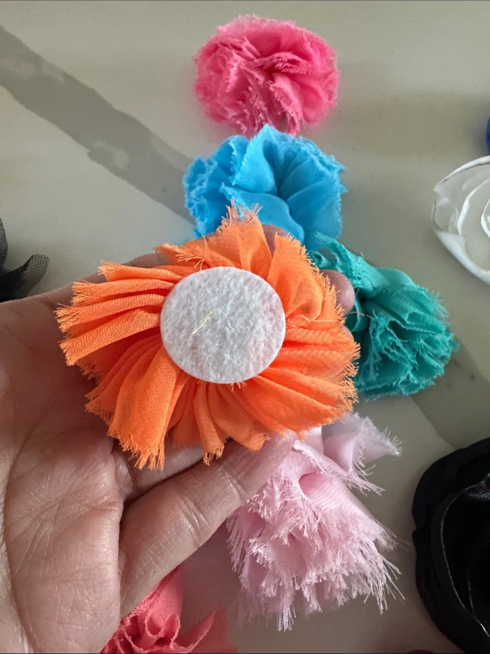 Assorted Fabric Flower Appliqués - Multicolor Set